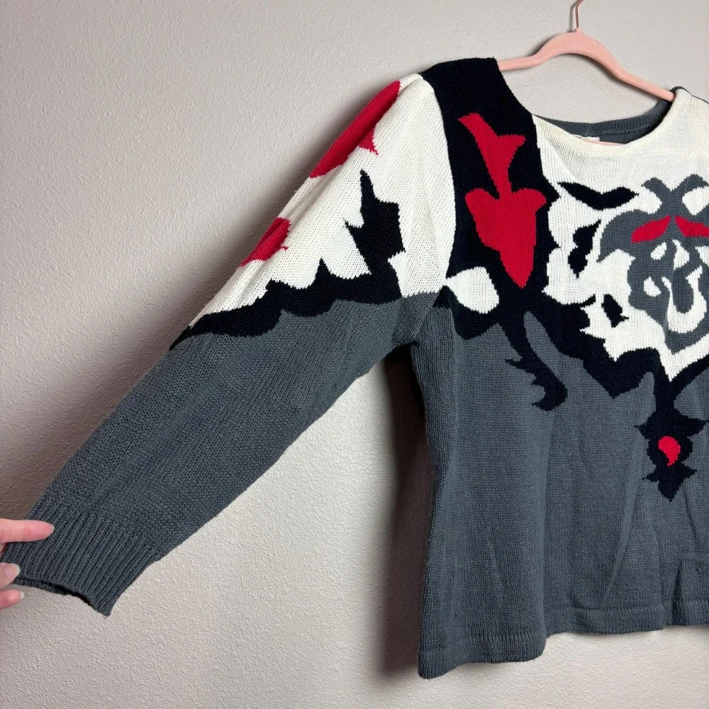 80s Harrington Park Statement Sweater Abstract Art Knit Womens Large‎ 42 Avant